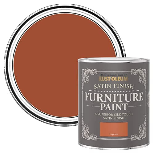 Image of Rust-Oleum Orange Furniture & Skirting Board Paint in Satin Finish - Tiger Tea 750ml