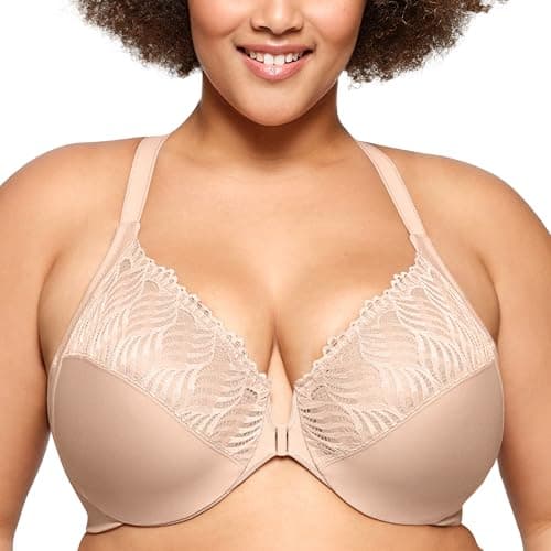 Image of Glamorise Front-Closure T-Back Wonderwire Underwire Bra 1246 (Women's & Women's Plus)