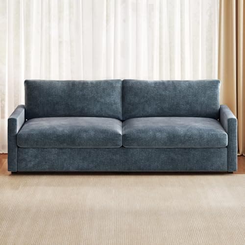 Image of Guyii 178CM Blue Velvet 2-Seater Sofa, Extra Wide Deep Upholstered Loveseat, Modern Sofa with Deep Seat, Lazy Sofa for Living Room, Bedroom, Office