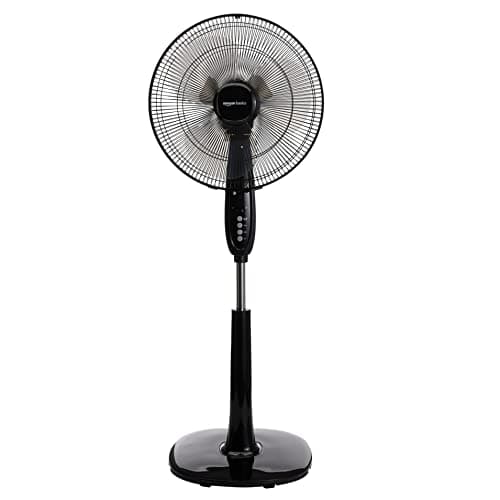 Image of Amazon Basics Height & Tilt Angle Adjustable Oscillating Digital Dual 3-Blade 3-Speed Standing Pedestal Fan with Remote Control, Black