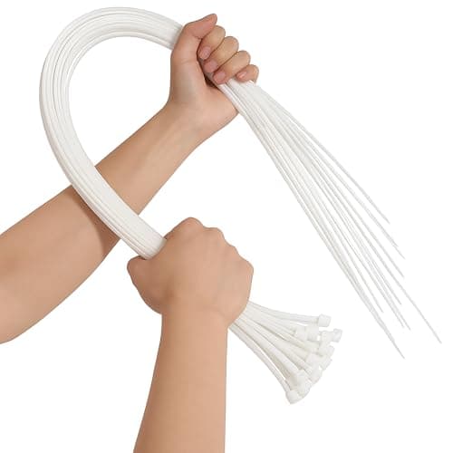 Image of On1shelf® Cable Ties, 900mm x 9.0mm, 35.4" Premium Tie Wraps, Strong and Long Nylon Zip Tie (10, White)