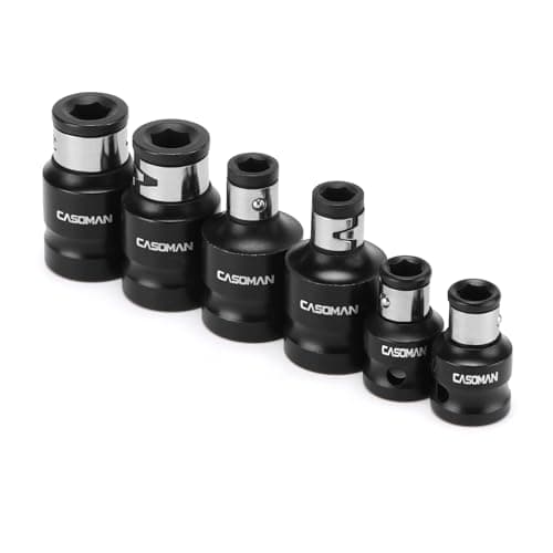 Image of CASOMAN Bit Socket Adapter Set - 1/4" Hex * 3/8" Drive * 1/2" Drive * 5/16" Hex * 1/4" Impact Coupler Set (6 Piece)