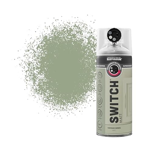 Image of Rust-Oleum Switch 5 in 1 Nozzle Multi Surface Topcoat Decorative Spray Paint Aerosol 400ml Vintage Green Matt Finish