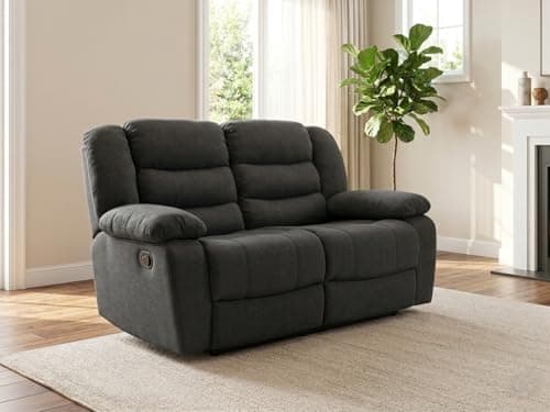 Image of Sorrento Fabric Recliner Sofa – 2 Seater Fabric Recliner Sofa – Recliner Sofa - Fabric Recliner - Dark Grey