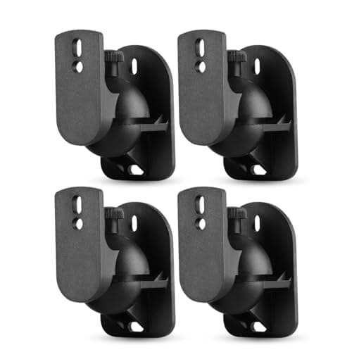 Image of TNP Universal Satellite Speaker Wall Mount Bracket Ceiling Mount Clamp with Adjustable Swivel and Tilt Angle Rotation for Home Theater Surround Sound System Satellite Speakers - 4 Pack, Black