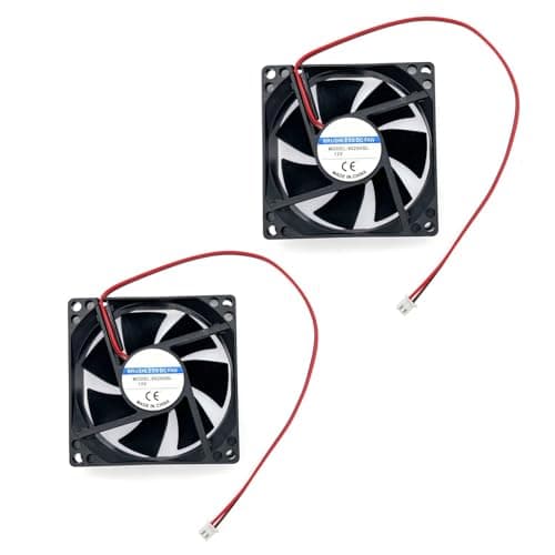 Image of JZK 2PCS 80x80x25mm 2Pin DC 12V Small Cooling Fan With Wires, 8025 80mm 8cm Brushless PC Computer Case, 3D Printer Fan With Cable