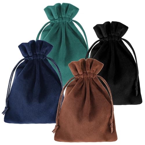 Image of 4Pcs Velvet Bags with Drawstrings, Multicolor Small Dice Bags for Gifts, Small Jewelry Drawstring Pouch for Portable Storage(7.1 × 5.1Inch)