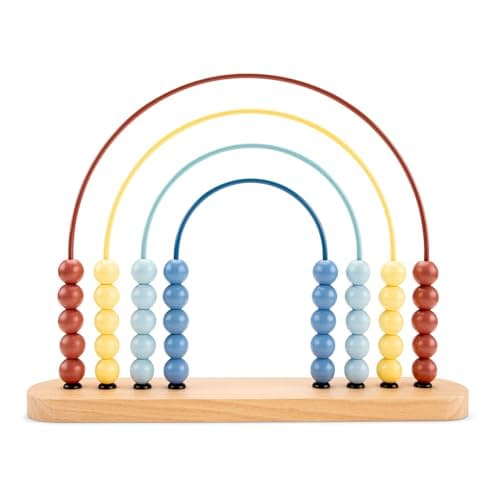 Image of Woet® Wooden Abacus for Toddlers, Rainbow Counting Beads, Montessori Math Learning, Preschool Early Numeracy, Fine Motor Skills, Hand Eye Coordination, Educational Activity, Age 1 Year +