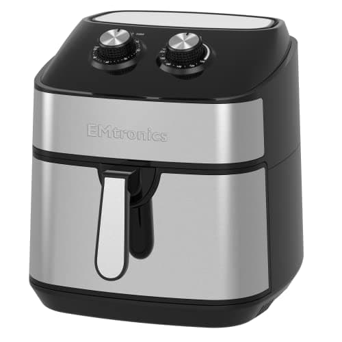 Image of EMtronics EMAFS9S XL Extra Large Family Size Air Fryer 9 Litre for Oil Free & Low Fat Healthy Cooking, 60-Minute Timer - Stainless Steel