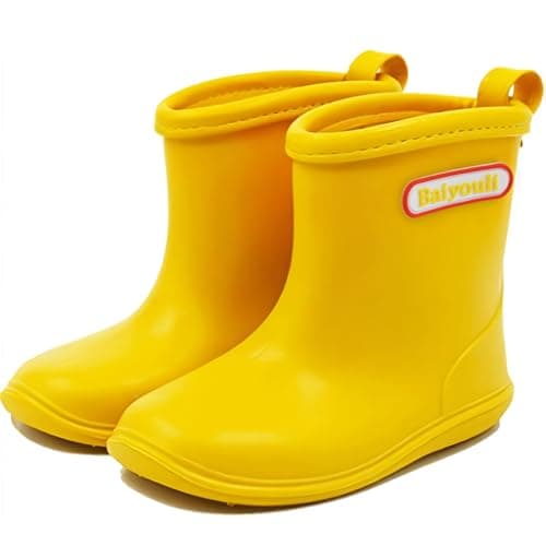 Image of BAIYOU Baby Rubber Rain Kids Waterproof Wellington Wellies Boots, Yellow, 4.5 UK Child