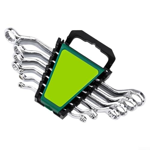 Image of Reversible Double-Ended Box Wrench Set | 6-Piece Metric Ratchet Spanner Kit with 25° Offset for Tight Spaces | High-Carbon Steel Chrome Plated HTools with Plastic