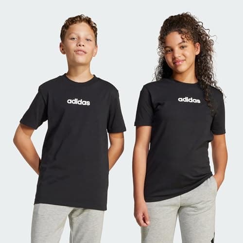 Image of adidas Unisex Kids Essentials Linear Logo Shirt, Black/White, 11-12 Years