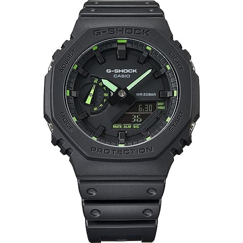 Image of Casio G-Shock GA-2100-1A3ER Men's Quartz Watch with Black Analogue-Digital Dial, Plastic Resin Strap, Mineral Glass, 200m Water Resistance, Stop Watch World Time