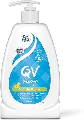 Image of QV Baby Gentle Wash 500ml - with Vitamin B3 & Glycerin, Delicate Soap-Free, pH-Balanced For Everyday Use Suitable For Face, Body & Hair, Body Wash For Sensitive Skin, Eczema, Psoriasis, Bath