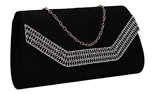 Image of SwankySwans Harper Diamante Faux Suede Womens Ladies Clutch Bag Black