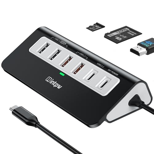 Image of intpw USB C Hub 10Gbps, 9-in-1 USB C Docking station with 4K@60Hz HDMI, Type-C & 2 Type-A 3.2, 2 USB-A 2.0, PD 100W, SD/TF Port, Black Aluminum USB Hub for Laptop/iPhone 16/15 Series, MacBook Air/Pro