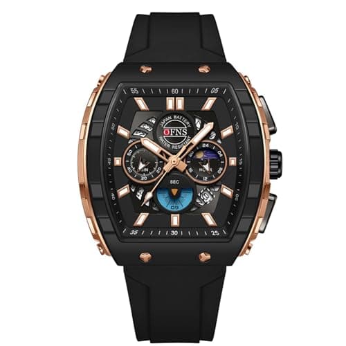 Image of Mens Watches Analog Quartz Watch for Men Men’s Sports Waterproof Wrist Watch Business Work Casual Watch with Rubber Strap (Rose Gold Black)