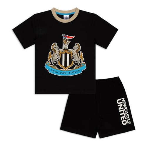 Image of Newcastle United F.C. Boys Short Pyjamas Pjs | Football Gifts | Official Merchandise Clothing Nightwear (7-8 Years) Black