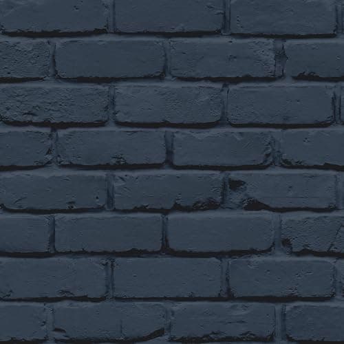 Image of Fine Decor FD43602 Painted Brick Wallpaper, Navy