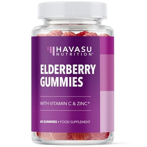 Image of Elderberry Gummies Immune Support Supplements for Adults | Sambucus Black Elderberry Extract Immune Support Gummies | Vitamin C & Zinc Added | Berry Flavor | Vegan, Gluten-Free, Non-GMO | 60 Ct.