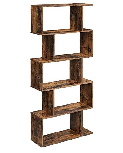 Image of VASAGLE Bookshelves, 5-Tier Bookcase, Room Divider, Cube Display Shelf, Freestanding Storage Shelf, Modern Style, for Living room, Bedroom, Office, Rustic Brown LBC62BX