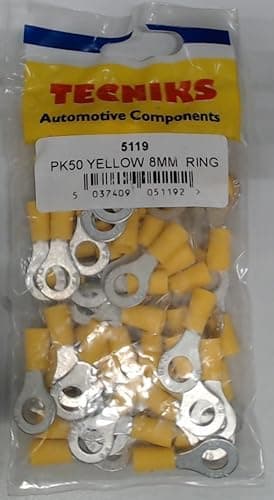 Image of Tecniks 8mm Ring Terminals - Yellow