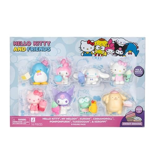 Image of Hello Kitty 2" Figure 8 Pack – Official Collectible Mini Figures – Cute Hello Kitty Characters in Fun Outfits – Great for Party Bags, Cake Toppers, Gifts & Collectors – Ages 3+