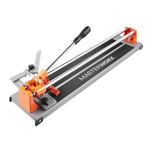 Image of MasterWorx 600mm Manual Tile Cutter | Heavy Duty Ceramic & Porcelain Tile Cutter with 16mm Solid Steel Rails & Smooth Ball Bearings | 24 Inch Floor & Wall Cutter with 45° Mitre Guide