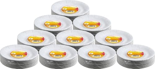 Image of LAVV HOUSEWARES LTD 1000 White Paper Plates Disposable Recyclable 23cm 9"