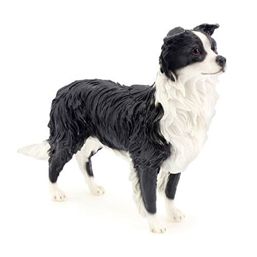 Image of Border Collie Dog Figurine, Stone, Black by The Leonardo Collection