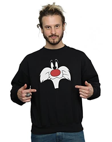 Image of LOONEY TUNES Men's Sylvester Big Face Sweatshirt Small Black