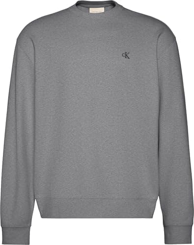 Image of Calvin Klein Men's LS EU 350TERRY MONOGRAM CN SWTSH LV04RC296G Sweatshirts, Grey (Med Grey Htr), M