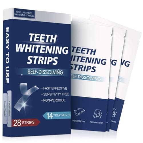Image of Teeth Whitening Strips, 28 Strips (14-Day Treatment) – Whitening Strip for Non-Sensitive Teeth, Peroxide-Free & Safe for Tooth Enamel, Fast Visible Results, Removes Stains