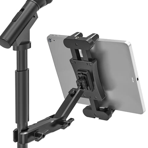 Image of Nakelulu Tablet Microphone Stand, Tablet Holder for Microphone Stand 360° Swivel, Adjustable iPad Mic Holder Compatible with iPad Pro/Air/Mini and All Tablets Smartphones 4.7-13.5 Inches