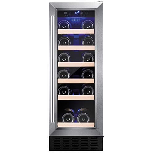 Image of Amica 19 Bottle Single Zone Freestanding Under Counter Wine Cooler - Stainless Steel