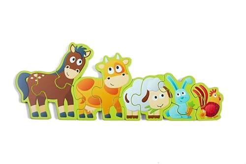 Image of Hape Numbers & Farm Animal Puzzle | Double-Sided Wooden Jigsaw Game For Kids 10-Piece