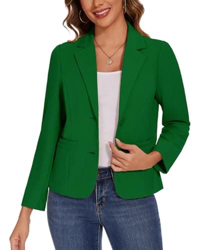 Image of MINTLIMIT Women's Jacket Elegant Suit Blazer Casual Front Lined Notched Lapel (Green M)
