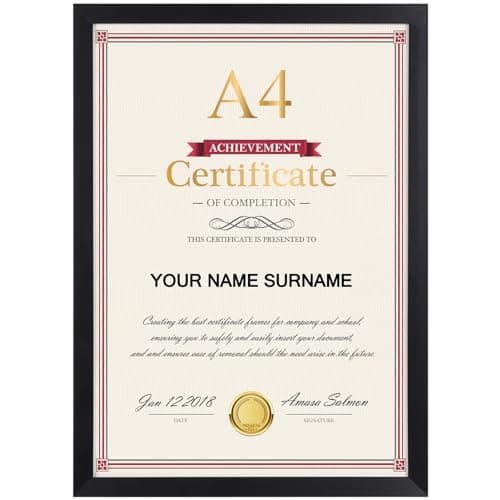 Image of Giftgarden Black A4 Picture Frame, Versatile A4 Photo Frames Suitable for Desk or Wall Display of Certificates, Posters, and Artwork - Single