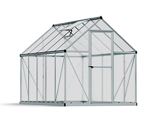 Image of Palram Canopia Mythos 6x10 Silver Greenhouse -TwinWall Polycarbonate, Aluminum Frame, Base Included