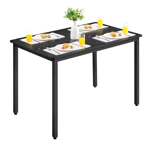 Image of VASAGLE Dining Table, Rectangular Kitchen Table, for Living Room, Office, 70 x 110 x 77 cm (D x W x H), Industrial Style, Ebony Black and Ink Black KDT081B02