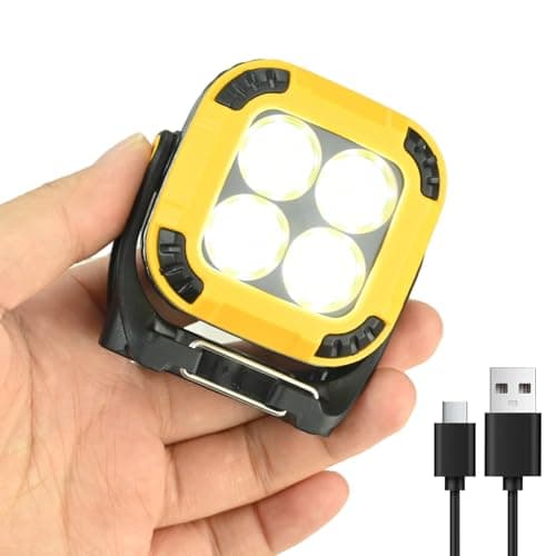 Image of LIRONGTAGE 10W LED Rechargeable Work Light, 500LM Portable Magnetic COB Floodlight, 180° Rotate Work Torch, 3 Light Source & 4 Brightness Levels with Type-C Cable for Garage Camping Hiking Fishing