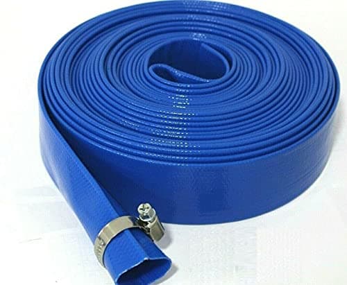 Image of Equip247uk Blue Layflat Water Discharge Hose Pipe Pump Irrigation - 25mm (1") Bore x 5 Metres Long. with Free Stainless Steel Hose Clip