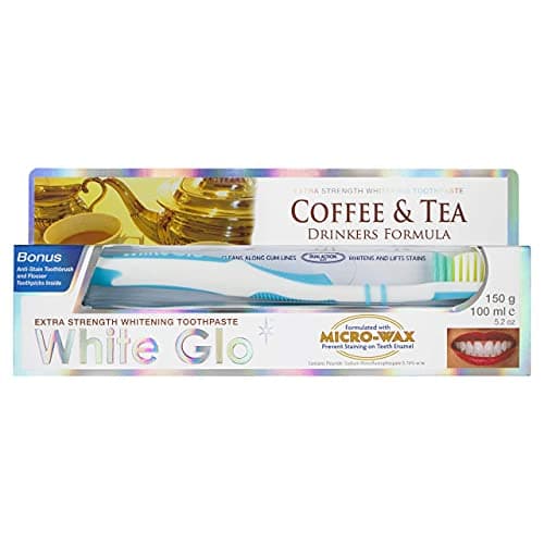 Image of White Glo Premium Coffee & Tea Drinkers Formula Intense Extra Whitening Toothpaste & Toothbrush-100ML New