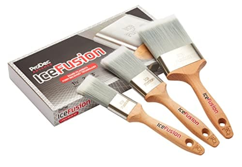 Image of ProDec Advance 3 piece Ice Fusion Synthetic Paint Brush Set for Emulsion, Gloss and Satin Paints, Silver, Brush Set 1", 2" & 3"