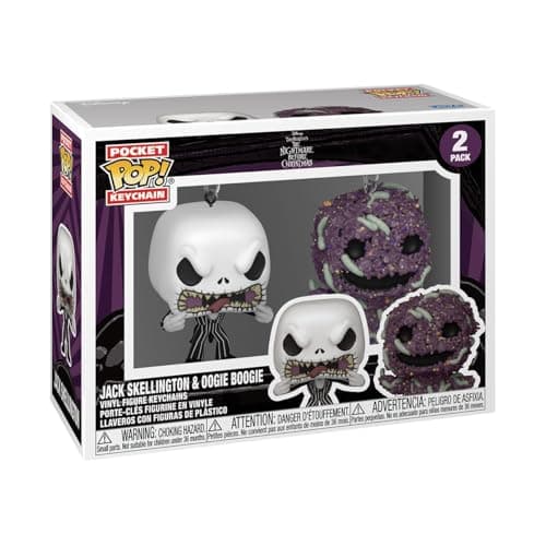 Image of Funko Pop! Keychain: the Nightmare Before Christmas 2pk - Jack Skellington/Oogie - TNBC Novelty Keyring - Collectable Mini Figure - Stocking Filler - Gift Idea - Official Merchandise - Movies Fans