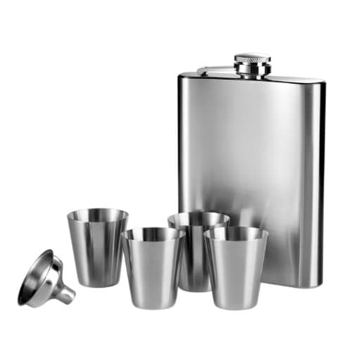 Image of Premier Housewares Hip Flasks For Men Flask Alcohol Silver Flask Hip Flask Funnel Small Flask Alcohol 8oz hip flask 14 cm x 10 cm x 3 cm