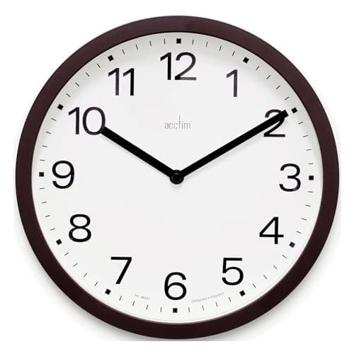 Image of Acctim Renhold Wall Clock Contemporary 25cm Kitchen/Living Room/Bedroom/Office Clock (Soot)