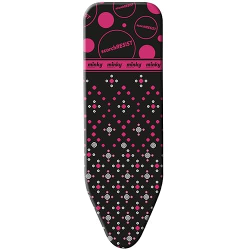 Image of Minky Hotspot Scorch Resistant Ironing Board Cover 122 x 38 cm, 100% Cotton with a Heat Reflective Coating, Elasticated Ironing Board Covers with Foam Padding, Made in the UK