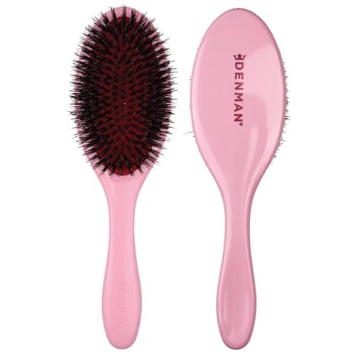 Image of Denman Boar Bristle Hair Brush – Smoothing & Shine Enhancing Brush for All Hair Types, Hairbrush for Women & Men, D81M Pink Crush