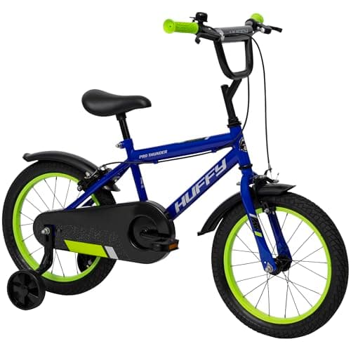 Image of Huffy Pro Thunder 16-inch Kid's Bike, aged 5-7 years, Ion Blue, Removable Stabilisers, Chainguard, Front and Rear Mudguards, Dual Caliper Brakes